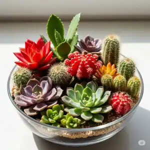 تراریوم بسته و ساکولنت و کاکتوس