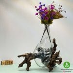 گلدان شیشه و چوب 001