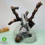 گلدان شیشه و چوب 004