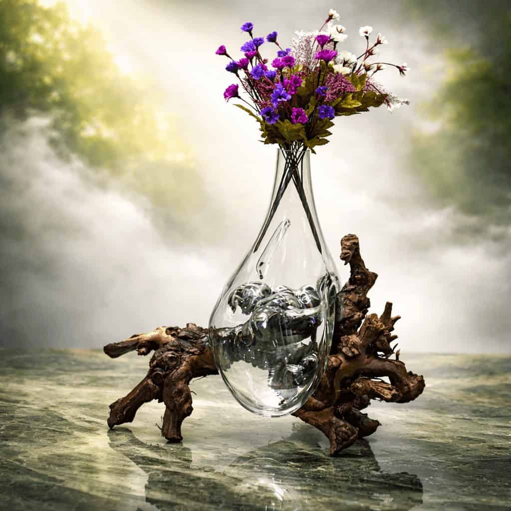 خرید گلدان شیشه وسنگ