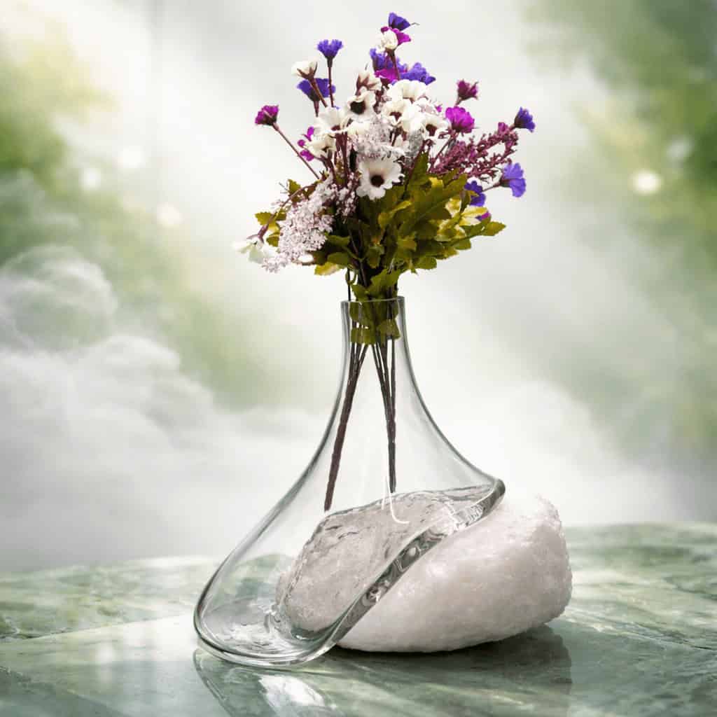 خرید گلدان دکوراتیو شیشه و سنگ نمک