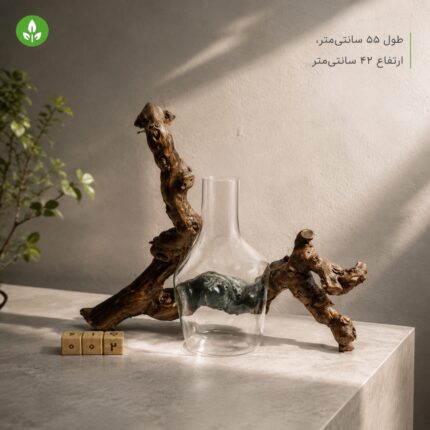 گلدان دکوراتیو شیشه و چوب