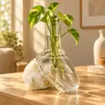 گلدان شیشه و سنگ n-008
